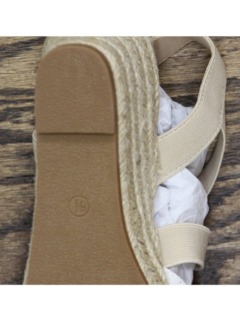 Journee Collection Ashlee Wedge Espadrille Sandals White / Raffia Brown 6.5W - Picture 8 of 10